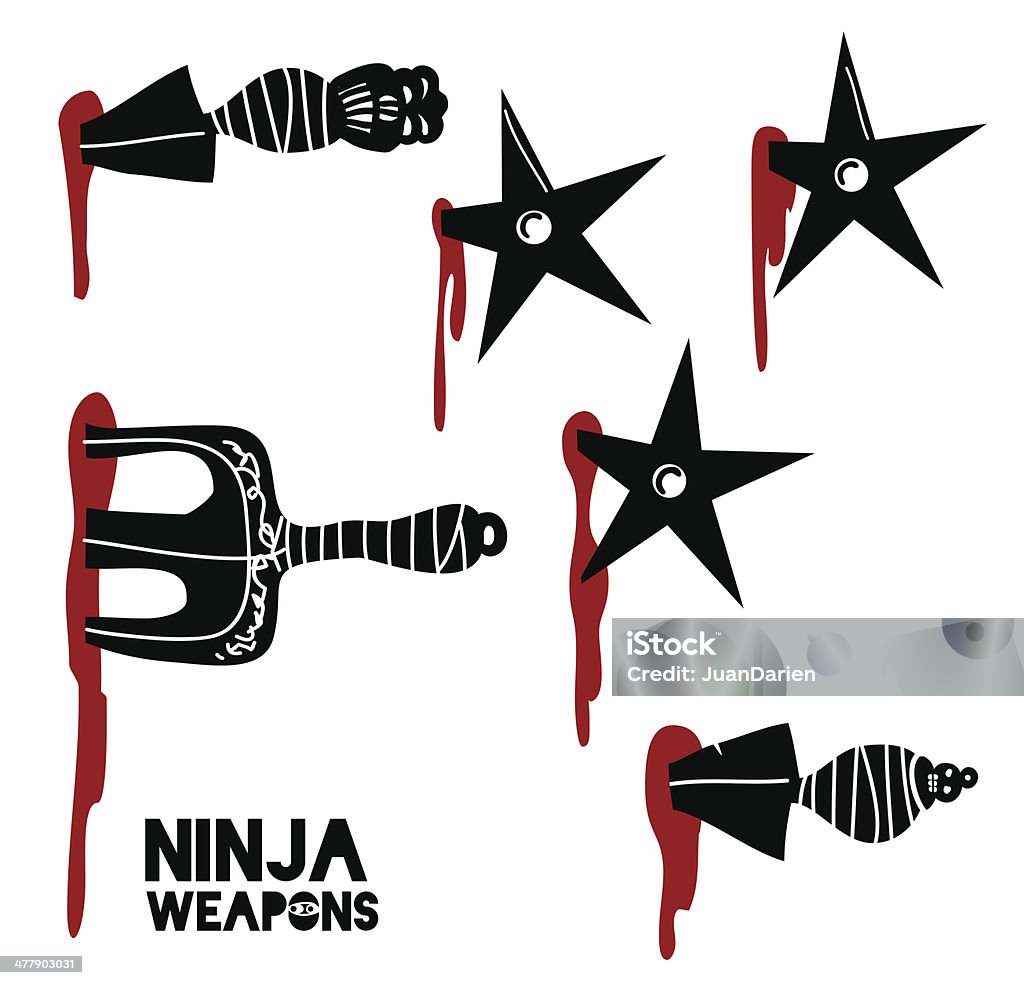 Ninja weapons set Ninja weapons set with blood Blood stock vector