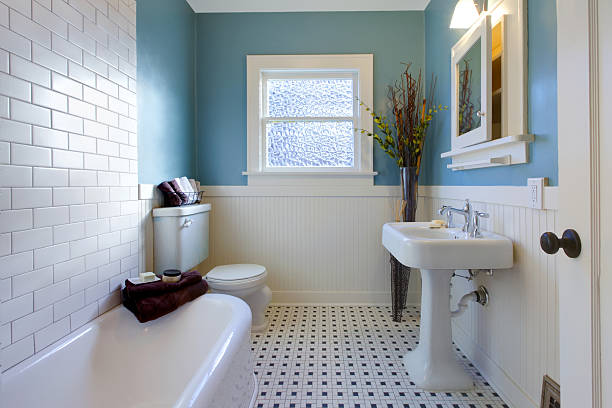 istock Antique luxury design of blue bathroom 477903319
