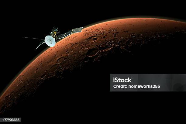 Satellite Orbiting Mars Stock Photo - Download Image Now - Voyager - Spacecraft, Voyager 1, Mars - Planet