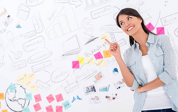 istock Creative business woman pointing an idea 477903742