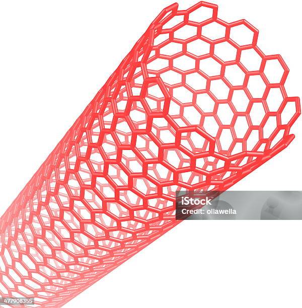 Carbon Nanotube On White Background Stock Photo - Download Image Now - Nanotechnology, Atom, Built Structure