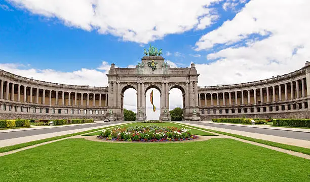 Photo of The Triumphal Arch in Cinquantenaire Parc in Brussels, Belgium w