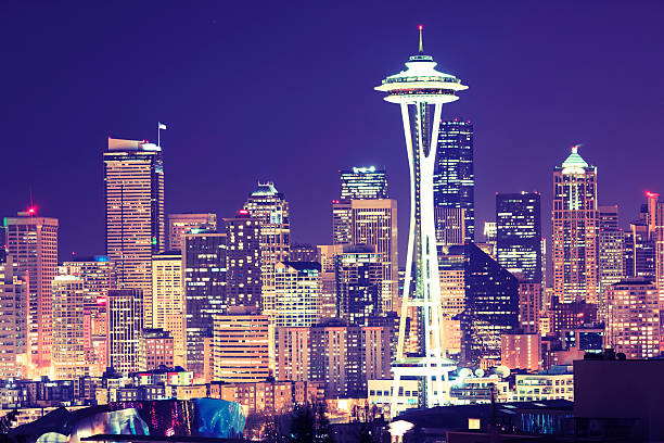 istock Skyline of Seattle by night 477911645