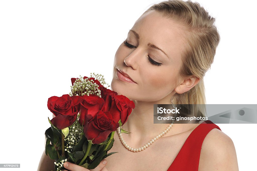 Femme tenant Bouquet de Roses rouges - Photo de Adulte libre de droits