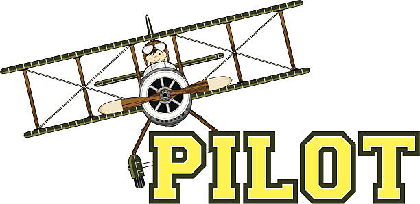 WW1 Pilot Learn to Read Illustration Cute Little World War Two Style Pilot Learn to Read Illustration. ww1 helmet stock illustrations