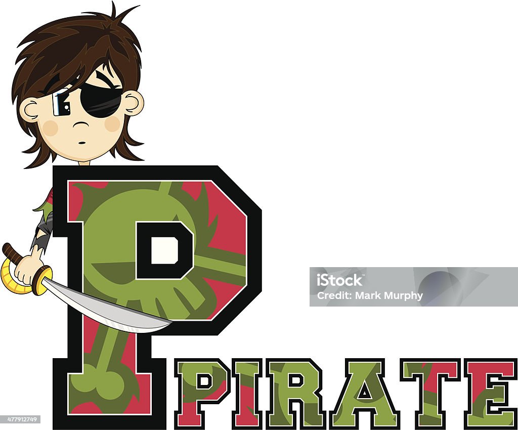 Linda Eyepatch Pirate letra P - arte vectorial de Aprender libre de derechos