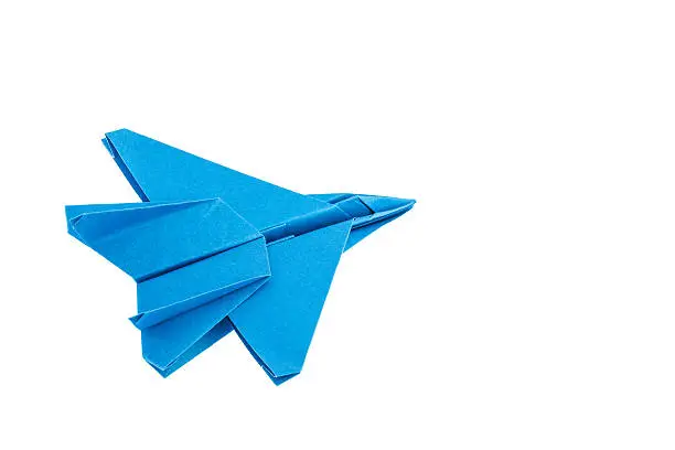 Origami F-15 Eagle Jet Fighter airplane isolated on white background