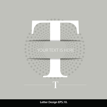 Letter T vector alphabet inserted into the paper cut. ABC concept type as logo. Typography design
