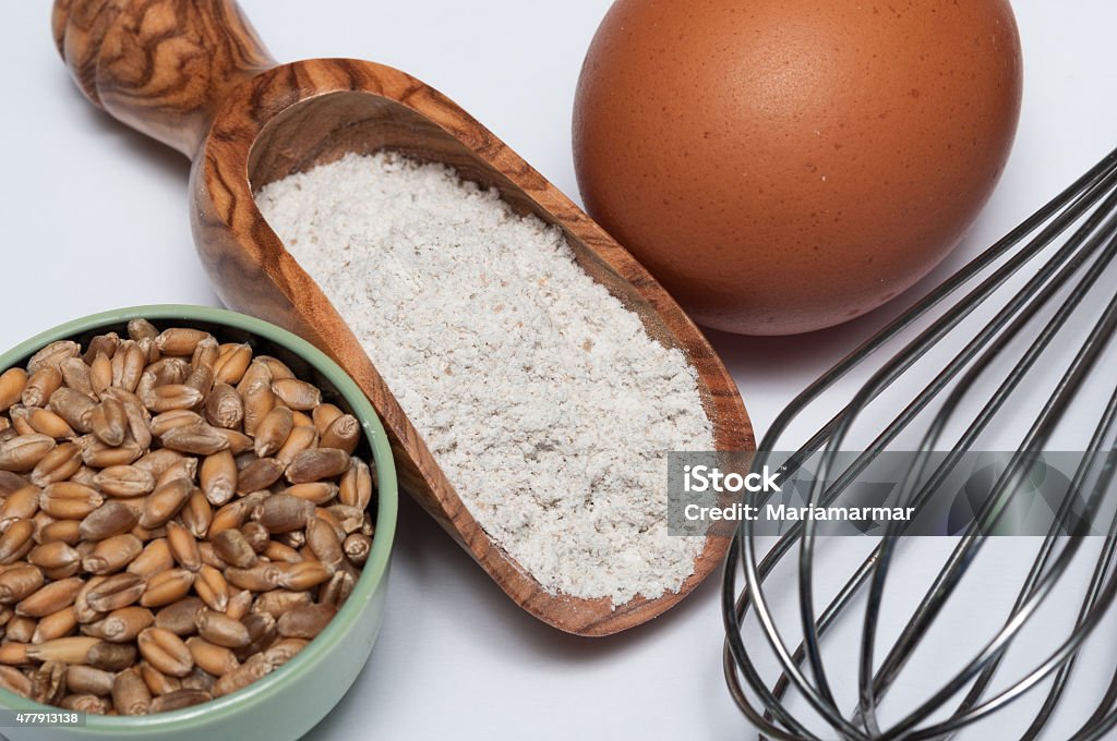 Wheat flour and various ingredients Ingredients for making pasta 2015 Stock Photo