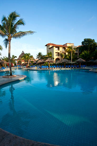 istock Beautiful pool and patio in tropical setting 477913151