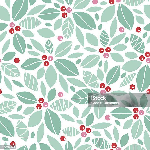 Christmas Holly Berries Seamless Pattern Background Stock Illustration - Download Image Now