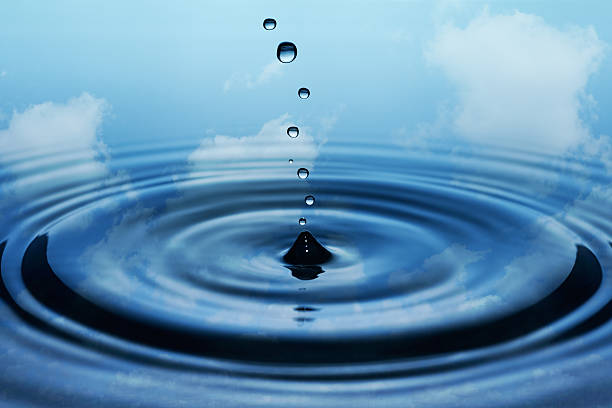 istock Falling water drops with reflection of the sky 477914767