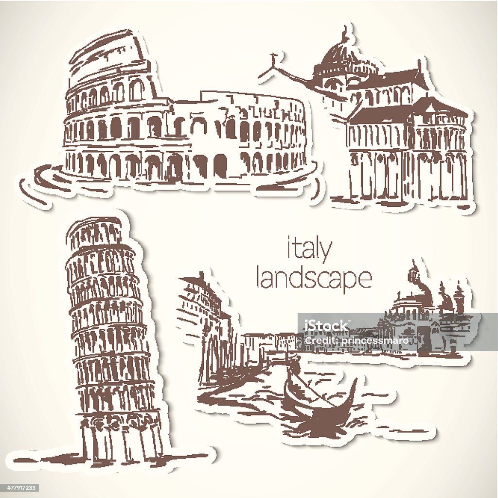 イタリア手描きの景観にビンテージスタイル - ローマ �コロッセオのロイヤリティフリーベクトルアート