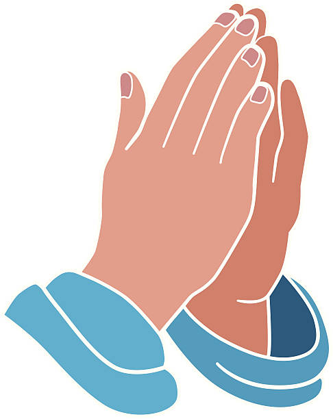 praying hands vector art illustration