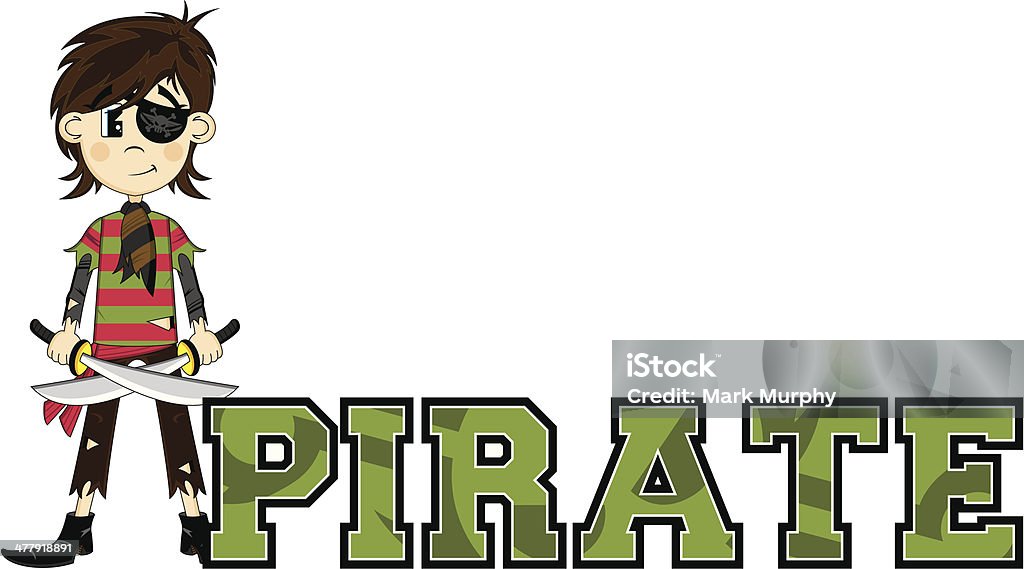 Pirata aprender a ler ilustração - Royalty-free Bandeira de Pirata arte vetorial