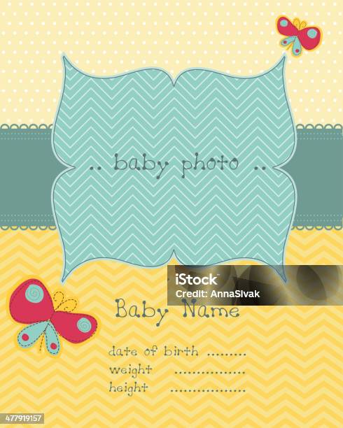 Baby Girl Announcement Card Stock Illustration - Download Image Now - Announcement Message, Baby - Human Age, Baby Girls