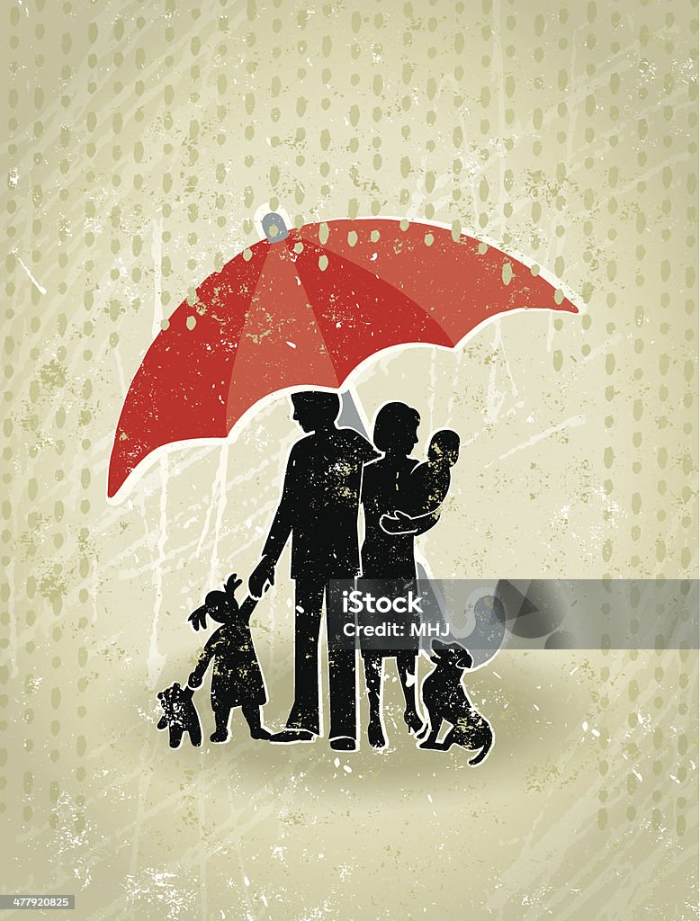 Assurance santé grand parapluie protection de la famille de pluie - clipart vectoriel de Vulnérabilité libre de droits