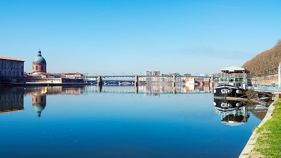 Panoramix of Garonne river In Toulouse, France