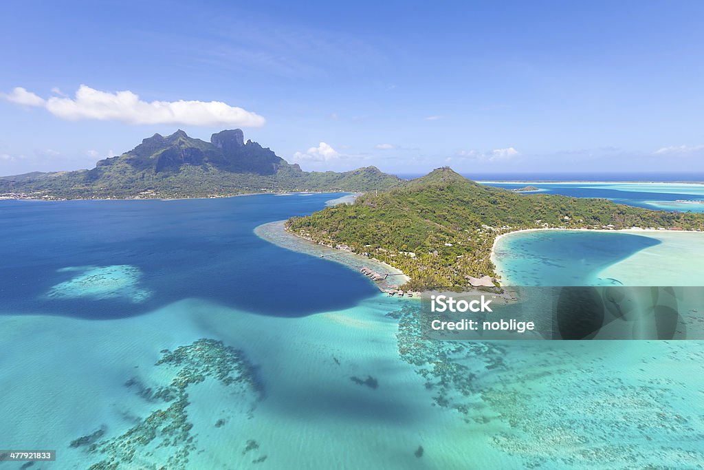 Polinesia francese da elicottero - Foto stock royalty-free di Isola di Bora Bora