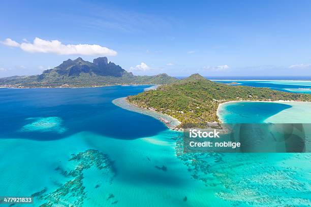 Polinesia Francese Da Elicottero - Fotografie stock e altre immagini di Isola di Bora Bora - Isola di Bora Bora, Veduta aerea, Polinesia