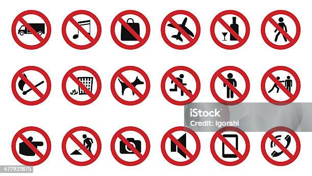 Forbidden Sign Set Stock Illustration - Download Image Now - Airplane, Alcohol - Drink, Building Entrance