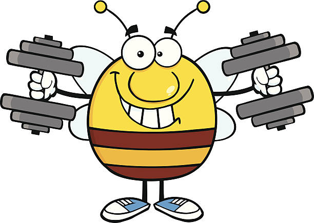 Smiling Pudgy Bee Cartoon Mascot Character Training With Dumbbells Similar Illustrations: spelling bee stock illustrations
