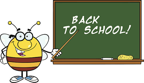 Bee Holding Pointer In Front Of Blackboard With Text Similar Illustrations: spelling bee stock illustrations