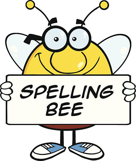 Smiling Pudgy Bee Holding A Banner With Text Similar Illustrations: spelling bee stock illustrations