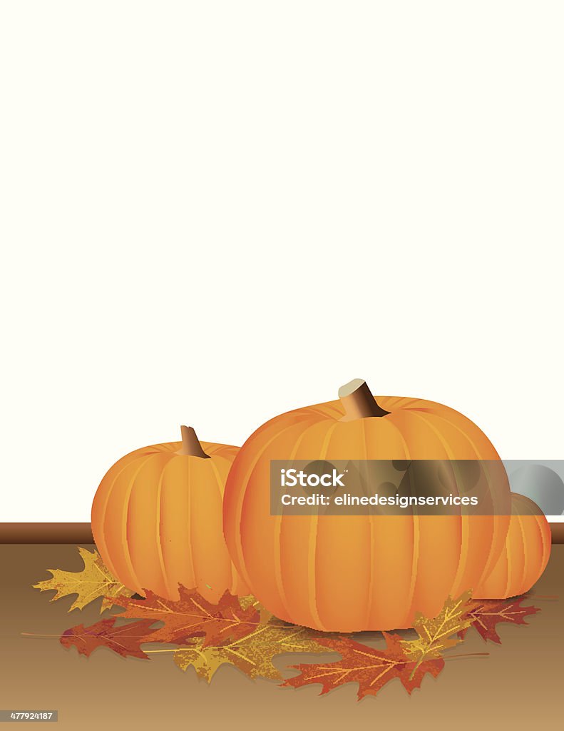 Autumn Pumpkins and Colorful Leaves A background containing pumpkins and autumn leaves and colors. Large white background for inclusion of text or other design elements. Vector EPS 10. File contains transparencies and gradient mesh.  Autumn stock vector