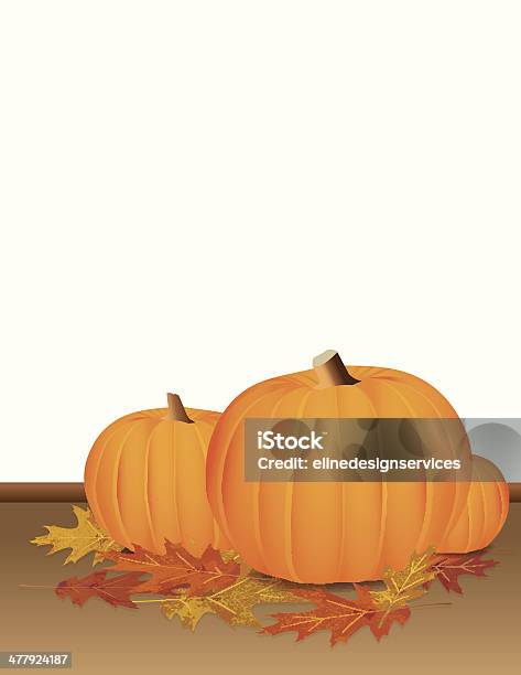 Autumn Pumpkins And Colorful Leaves Stock Illustration - Download Image Now - Autumn, Backgrounds, Bush
