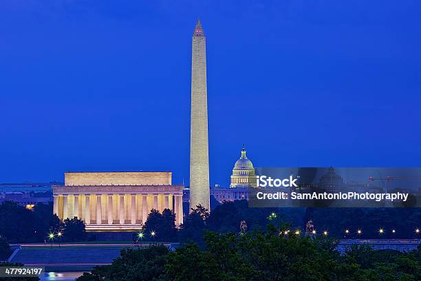 Washington Dc Skyline At Night United States Stock Photo - Download Image Now - Washington DC, Night, Urban Skyline