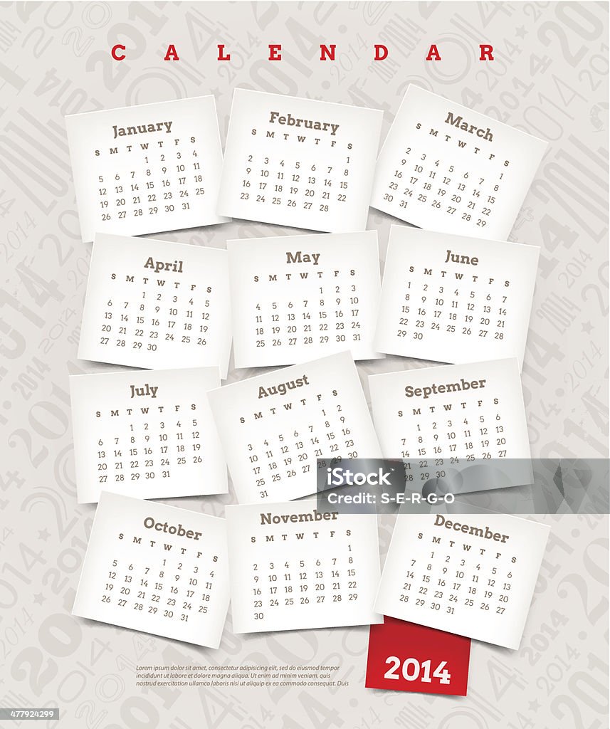 Decorative calendar of 2014 year Vector template design - Decorative calendar of 2014 year. 2014 stock vector