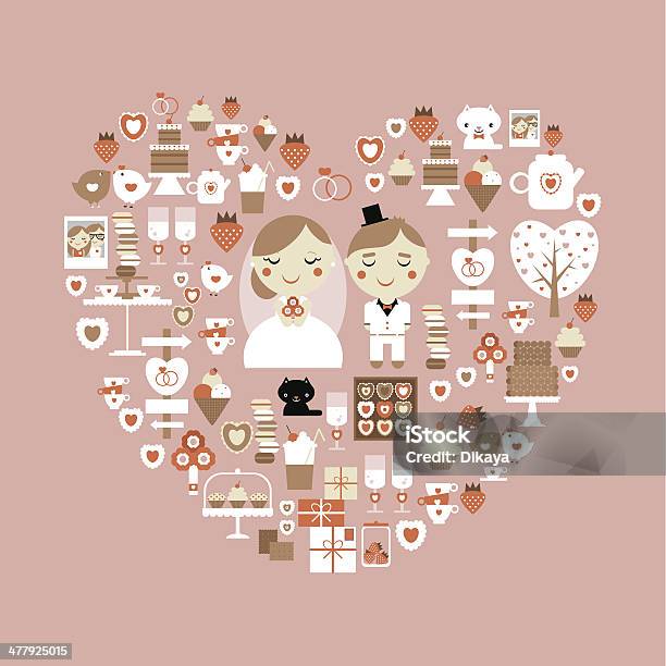 Wedding Heart Stock Illustration - Download Image Now - Adult, Bouquet, Bride