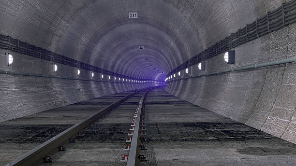 istock Railway tunnel with purple mist 477925698