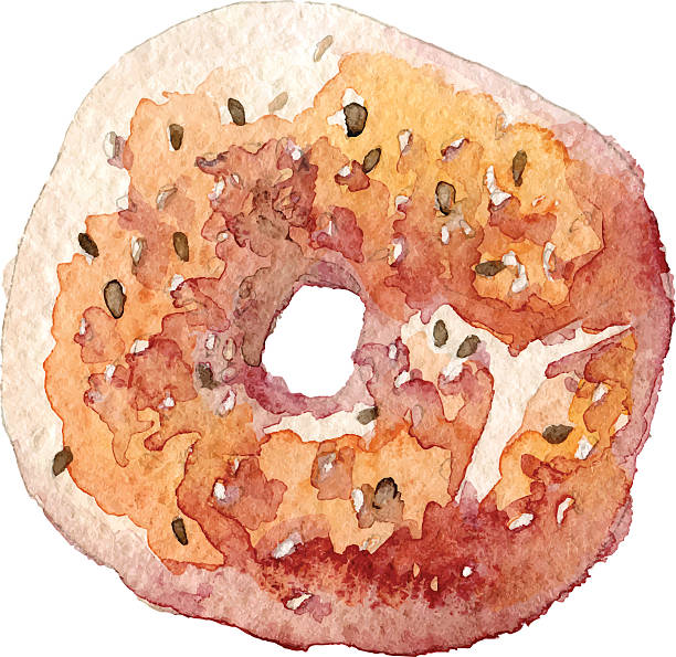 illustrations, cliparts, dessins animés et icônes de bagel aquarelle dessiné à la main vector illustration - pretzel isolated bread white background