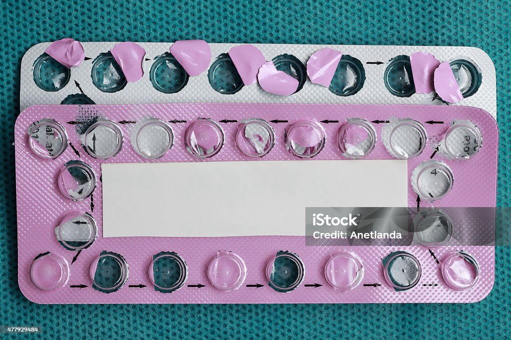 Oral contraceptive pills empty pack Medicine health care contraception and birth control. Oral contraceptive pills empty pack 2015 Stock Photo