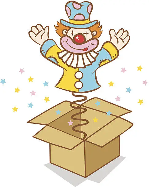 Vector illustration of Clown from box