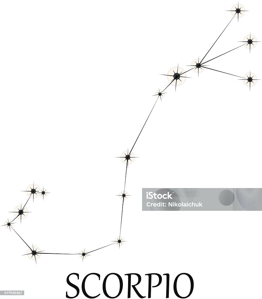 Segno dello zodiaco Scorpione - arte vettoriale royalty-free di A forma di stella