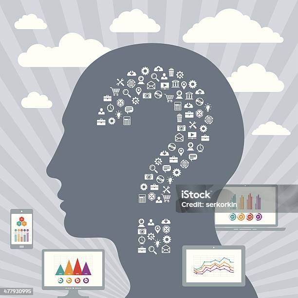 Vetores de Infográfico Conceito Com Uma Cabeça Humana Exibe e mais imagens de Abstrato - Abstrato, Adulto, Apresentação - Discurso