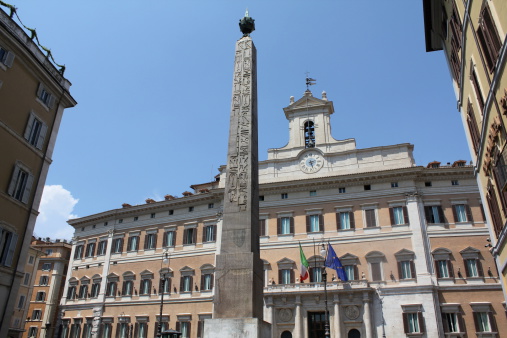 Montecitorio Palace, seat of the Italian Parliament in Rome.