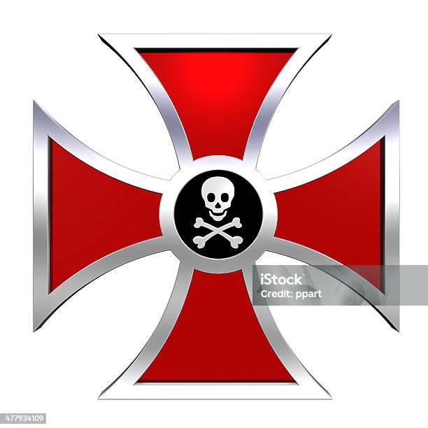 Red Cross With Skull And Crossbones Isolated On White Stock Photo - Download Image Now