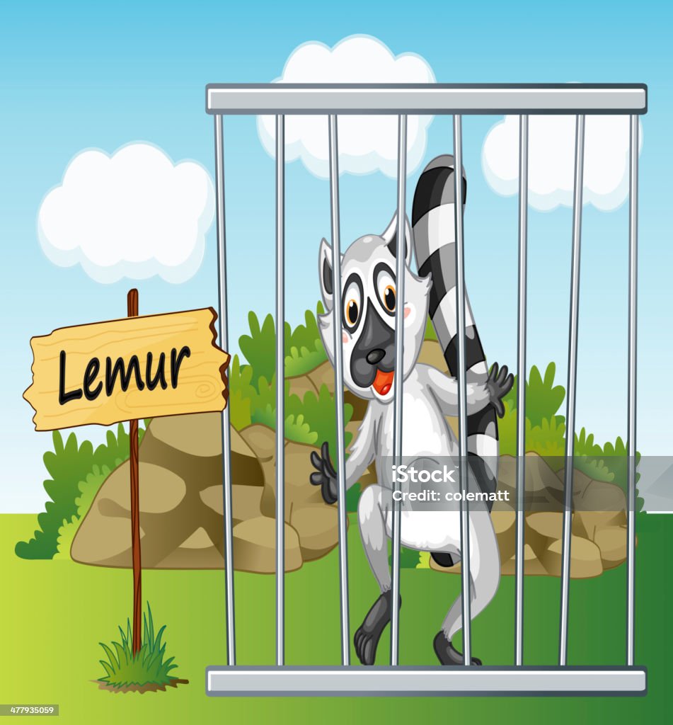 Maki en cage - clipart vectoriel de Animaux en captivité libre de droits