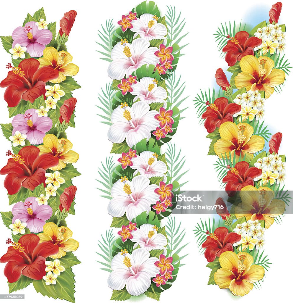 Guirlandes de fleurs d'hibiscus - clipart vectoriel de Arbre en fleurs libre de droits