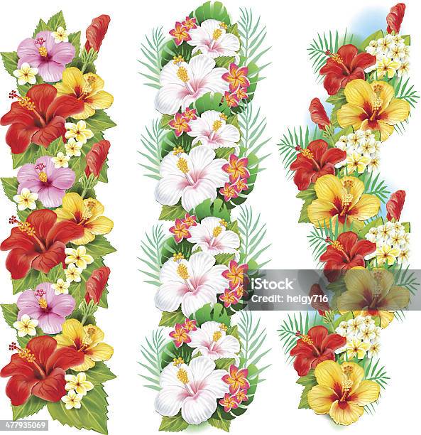 Guirlandes De Fleurs Dhibiscus Vecteurs libres de droits et plus d'images vectorielles de Arbre en fleurs - Arbre en fleurs, Botanique, Bouquet formel