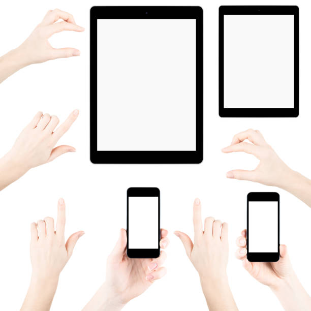 istock Set of isolated gadgets and hands 477935534