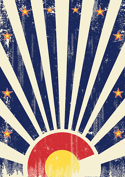 colorado vintage sonnenstrahlen - colorado flag us state flag usa stock-grafiken, -clipart, -cartoons und -symbole