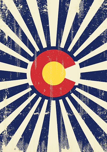 ilustrações, clipart, desenhos animados e ícones de colorado sunbeams retrô - colorado flag