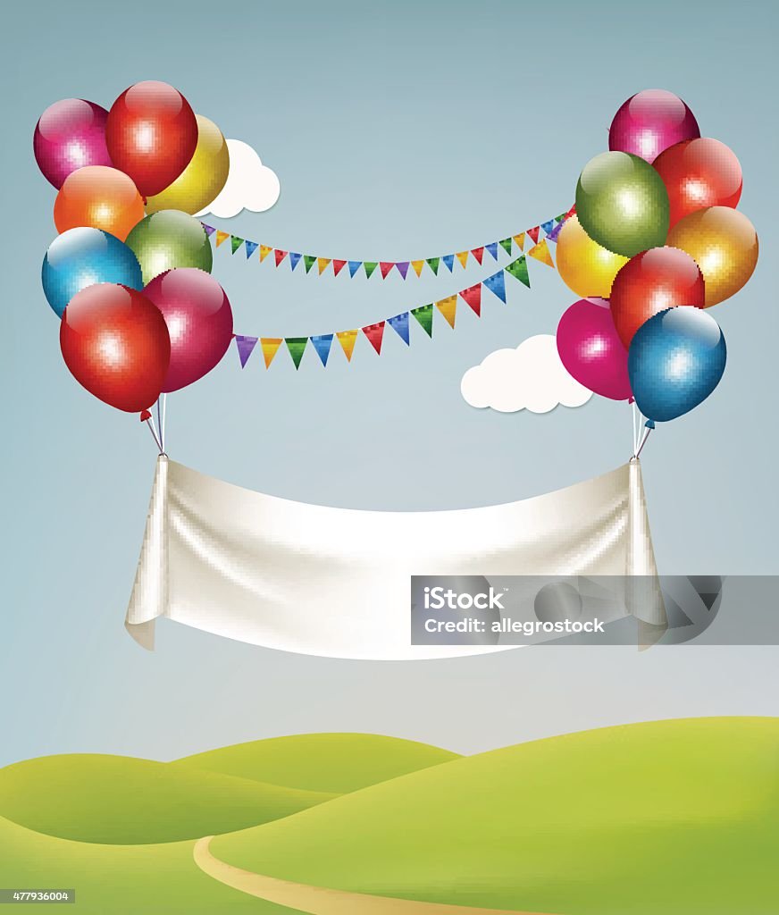 Happy Birthday Banner With Balloons Vector Stock Illustration ...