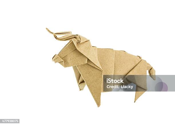 Origami Bull Recycle Paper Stock Photo - Download Image Now - Origami, Bull - Animal, Toy