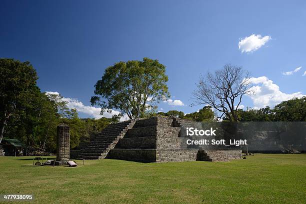Foto de Pirâmide Maia E Stella Na Antiga Cidade De Copan Honduras e mais fotos de stock de Honduras